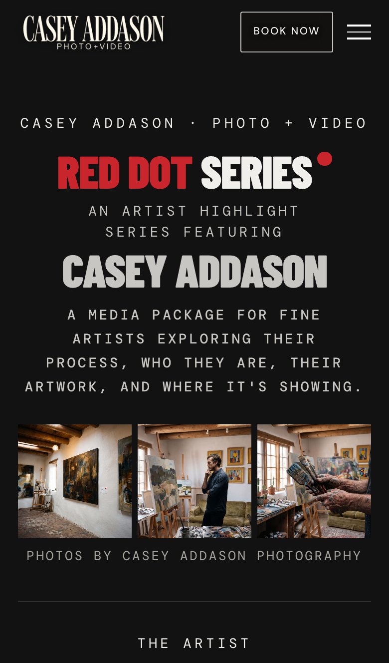 An artist's hosted page on a phone